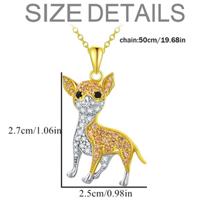 Livraison rapide - <span class=keywords><strong>Collier</strong></span> pendentif <span class=keywords><strong>Chihuahua</strong></span> en or simple et mignon avec incrustation de strass, accessoires de bijoux polyvalents à la mode pour femmes - Product Image 4