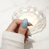 Uñas Postizas de Navidad de Invierno, Diseño de Copo de Nieve Azul y Rayas Plateadas, Uñas Postizas Tipo Ataúd, Decoración de Uñas Navideñas