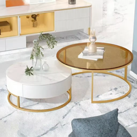 CHAUD Verre trempé Céramique Marbre Design Salon Meubles Console moderne Table à thé Table basse avec finition noire