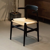 Chaises en bois massif nordiques pour restaurant, ensemble de 4 chaises de salle à manger modernes et luxueuses, chaise en rotin naturel