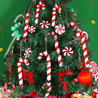 Décoration de Noël artisanale en forme de canne à sucre rouge et verte, en plastique de haute qualité, durable et écologique, à suspendre pour la décoration intérieure