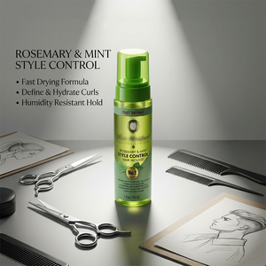 Mousse capillaire organique professionnelle végane hypoallergénique à séchage rapide, à l'olive et au romarin, pour définir les boucles, tenue forte, anti-frisottis, humidité - Product Image 4