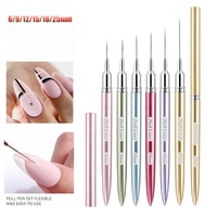 Stylo liner pour nail art ultra-fin avec manche en métal 6/9/12/15/18/25 mm, pinceau pour dessin sur ongles en gel UV