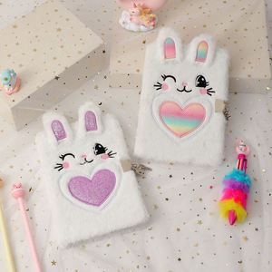 Carnet de notes moelleux pour enfants, journal intime lapin avec cadenas, jouets en peluche renard, cadeau pour adolescentes - Product Image 1