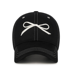 Black Embroidered 3D Bow <b>Baseball</b> <b>Cap</b> For Women Sunshade Breathable Spring Autumn Fashion Hat - Product Image 2