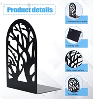 Porte-livres en métal de haute qualité, design arbre, couleur noire, supports pour livres lourds, marque OEM, fabriqué dans le Guangdong
