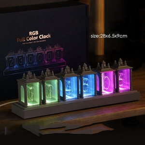 นาฬิกาดิจิตอล LED แบบนิกซี่ นาฬิกาตั้งโต๊ะอิเล็กทรอนิกส์สไตล์เรโทร นาฬิกาตกแต่ง RGB นาฬิกาสไตล์โบราณสร้างสรรค์ ไฟกลางคืน - Product Image 2