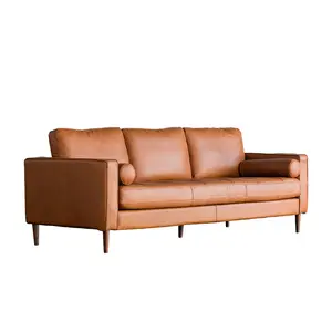 YIPJ Nordic simple modern cowhide living room household light luxury leather sofa