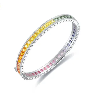 Hailer joyas bracciale in argento sterling s925 con zaffiro arcobaleno personalizzato multicolore con pietre preziose