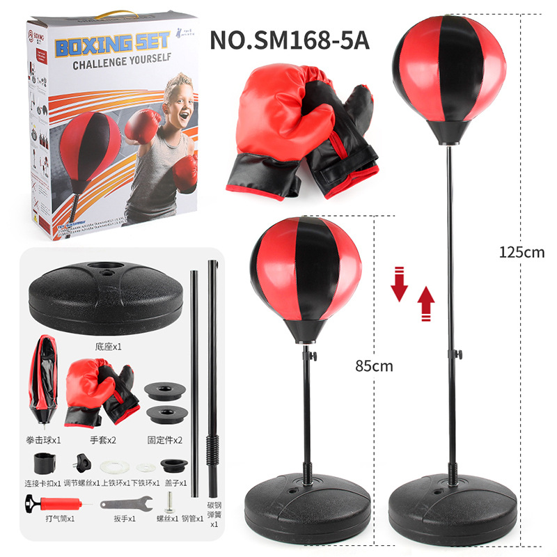 Traje de boxeo de pie con bola de 1,25 m rojo y negro 1,78 kg volumen 2,6