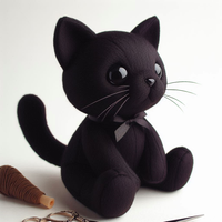 Peluche personnalisable Chat Noir, Jouet en peluche doux pour enfants, Animal en peluche, Accessoire de mode, Pièce à suspendre