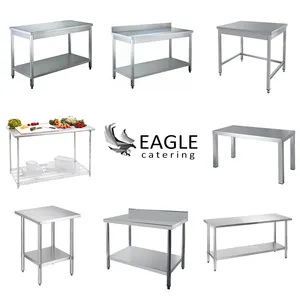 Table de préparation en acier inoxydable avec sous-étagère pour hôtels et restaurants Table de travail en acier inoxydable avec étagère inférieure