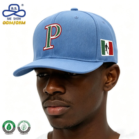 Casquettes de baseball à visière plate de qualité supérieure, personnalisées avec un patch brodé du drapeau mexicain, bleu clair, pour les fans de hip-hop et de sport, pour les activités et les événements