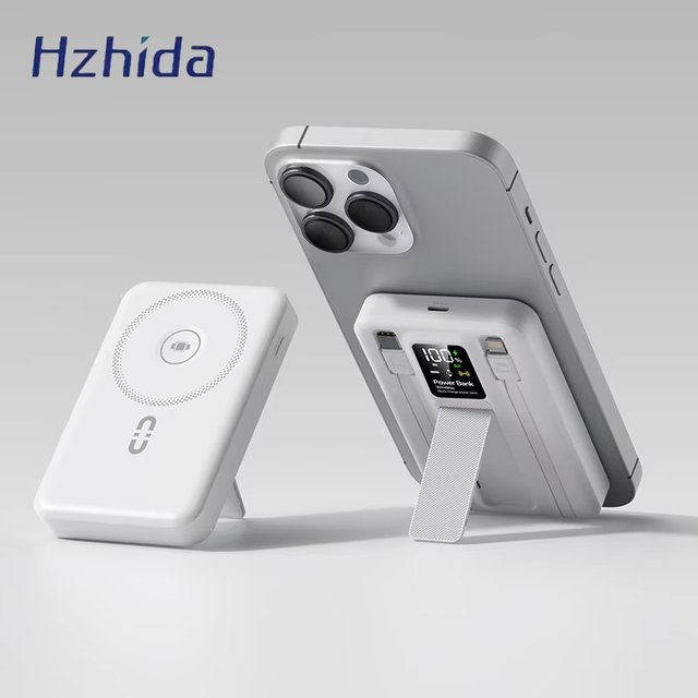Magnetic Smart Digital Display Plastic Power Bank Stand 10k MAh 22.5W Wireless Fast Charging Lithium Polymer Battery