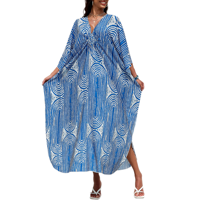 Robe longue kaftan grande taille tissée à la main imprimée style vintage en polyester à manches longues pour vacances et plage – Vente en gros