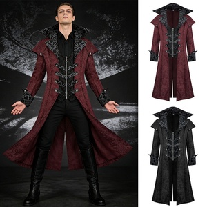 Abrigo Medieval Vintage para Hombre, Chaqueta con Patrón Oscuro, Estilo Gótico Oscuro, Disfraz de <span class=keywords><strong>Halloween</strong></span> - Product Image 2
