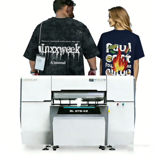 SHENLAN Dual Station Industrial Inkjet Printer 4 Head Pigment Ink High-Accuracy Direct Garment T-shirt Textile Printing Machine