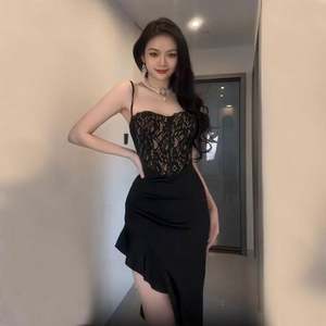 Nouveau personnalisé tricoté col en v dentelle discothèque <span class=keywords><strong>robe</strong></span> de soirée épissage Sexy transparent mince Maxi femmes <span class=keywords><strong>jupon</strong></span> - Product Image 1