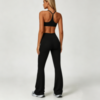 Ensemble de sport brossé GH Wholesale pour femme, coupe ajustée, séchage rapide, course en extérieur, fitness, yoga léger