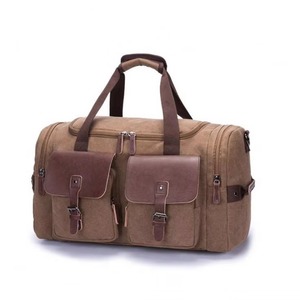 Free sample Custom Canvas <b>Duffle</b> <b>Bag</b> Oversized Genuine <b>Leather</b> Weekend <b>Bags</b> for <b>Men</b> and Women - Product Image 2