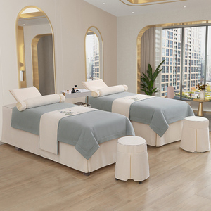 Housse de <span class=keywords><strong>lit</strong></span> de beauté quatre pièces haut de gamme, luxe léger, pour salon de beauté, thérapie de la tête, thérapie de massage - Product Image 4