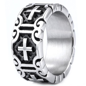Anillos <span class=keywords><strong>de</strong></span> Cruz Latina Retro <span class=keywords><strong>de</strong></span> Acero Inoxidable con Símbolo Cristiano Crux Ordinaria Jesucristo Crucificado Anillos <span class=keywords><strong>de</strong></span> Banda para Hombres y Mujeres - Product Image 4