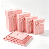 Boîte cadeau à bijoux à deux couvercles, pliable, avec décoration en nœud, 1200g, carton rigide, dorure à chaud, UV, emballage personnalisé en papier