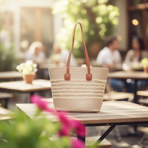 Borsa a tracolla patchwork a righe 42x28x12 cm per donna, tote casual - Product Image 3