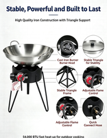 Station de cuisson extérieure certifiée CSA 54000 BTU avec brûleur à gaz propane et ensemble de wok en fer, vente directe fabricant pour la vente en gros aux États-Unis
