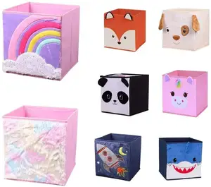 Venta al por mayor animal cubo de almacenamiento de contenedores-Cubos de almacenamiento de juguetes para niños, caja de almacenamiento de animales de dibujos animados, Cubo de tela plegable, organizador de juguetes para relleno