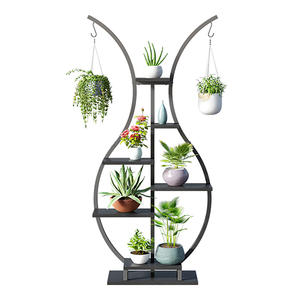 Porte-plantes d'intérieur moderne à 6 couches en bois massif en forme de <span class=keywords><strong>vase</strong></span> à double crochet pour pot à fleurs multiples rangement à domicile pour le salon en métal - Product Image 1