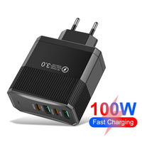 Chargeur rapide 4-en-1, 2USB & 2PD GaN, prise murale universelle EU/US/UK/KR pour smartphone, iPad & MacBook