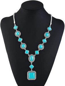 Đặt hàng số lượng lớn bán buôn tùy chỉnh Cổ Điển Phương tây thời trang Turquoise Vòng cổ Bangles trang phục Bohemian Ấn Độ trang sức <span class=keywords><strong>Set</strong></span> cho phụ nữ - Product Image 2