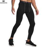 Leggings et pantalons de compression pour hommes à taille élastique, en Spandex/Polyester, vêtements de sport respirants et à séchage rapide pour les entraînements en salle de sport