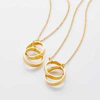Collier pendentif double anneau en acier inoxydable de style arabe et à thème religieux avec mots gravés, bijoux tendance