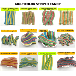 Caramelle Gommose Sour Rainbow Belts con Rivestimento Acido, Strisce di Frutta Multigusto, Certificato <span class=keywords><strong>Halal</strong></span>, Vendita all'Ingrosso - Product Image 4