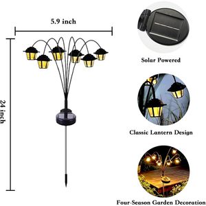 Luces Solares Decorativas WISEgham con 6 Cabezas Oscilantes, Paquete de 2, LED Blanco Cálido, Resistentes al Agua, para Jardín Exterior - Product Image 2