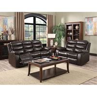 HOMERS Manuelles Relaxsofa-Set 3+2+1 aus Kunstleder, leicht zu reinigen, mit Bewegungsfunktion und Klapptisch für Wohnzimmermöbel