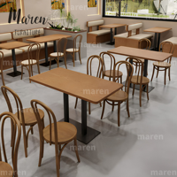 Canapé en cuir et bois moderne pour hôtels, restaurants, cafés, écoles, salles à manger, utilisation en extérieur, ensemble de tables et chaises