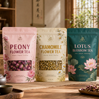 Op maat gemaakte bedrukte bloemen- en fruitthee stand-up pouch zak met ritssluiting, voedselveilige, hersluitbare verpakking, aluminiumfolie, vochtbestendig