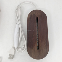 Luz nocturna LED 3D de 7 colores con base de madera DIY Oval 5V Voltaje de entrada Monocromo y 16 colores para lámpara de habitación de tamaños medianos