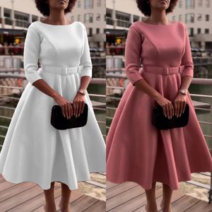 2025 moda de talla grande ropa de <span class=keywords><strong>mujer</strong></span> señora elegante Casual de lujo cuello redondo <span class=keywords><strong>vestidos</strong></span> de manga media - Product Image 2