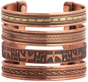 Pulseras magnéticas de cobre de tres tonos, brazalete ajustable Natural hecho a mano puro, dorado para artritis, ideal para regalos de fiestas - Product Image 1