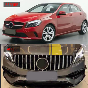 กระจังหน้ารถยนต์เมอร์เซเดส-เบนซ์ เอ-คลาส W176 GT สีดำเงา ABS แบบกึ่งสีเงิน สำหรับกันชนหน้า ปี 2016-2018 - Product Image 2