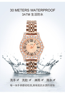 Reloj de cuarzo para mujer con correa de acero y diamantes, reloj retro de lujo ligero para mujer, reloj impermeable de alta gama para exportación. - Product Image 2