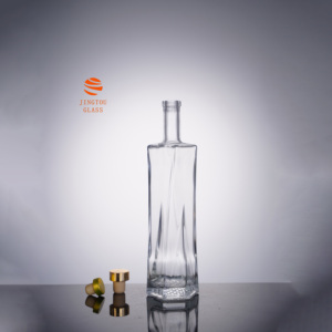 Botella <span class=keywords><strong>de</strong></span> Vino <span class=keywords><strong>de</strong></span> Vidrio Transparente Ovalada con Base Hexagonal Personalizable <span class=keywords><strong>de</strong></span> 10 ml y 500 ml, Apta para Whisky, <span class=keywords><strong>Vodka</strong></span> y Brandy - Product Image 4