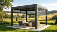 Pergola in Alluminio da Esterno con Tetto a Lamelle Regolabili per Patio e Giardino
