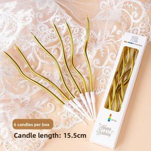 Vela Romántica Curva X106 para Pastel de Cumpleaños, Decoración Creativa para Fiestas, Vela Curva de Color Dorado, Vela en Espiral, Caja de Papel - Product Image 2