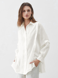 Camicetta in cotone <span class=keywords><strong>con</strong></span> <span class=keywords><strong>frange</strong></span> personalizzata Primavera 2026 - <span class=keywords><strong>Camicia</strong></span> oversize a maniche lunghe <span class=keywords><strong>con</strong></span> colletto a risvolto, OEM/ODM da fabbrica di abbigliamento cinese - Product Image 3