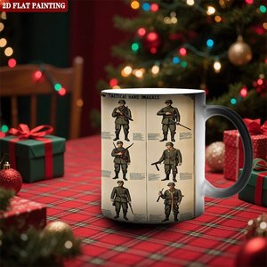 Frosted Black 11oz <b>Ceramic</b> <b>Mug</b> Heat Color Changing Drinking Cup Tactical Soldier Design 2D Flat Painting - Product Image 2